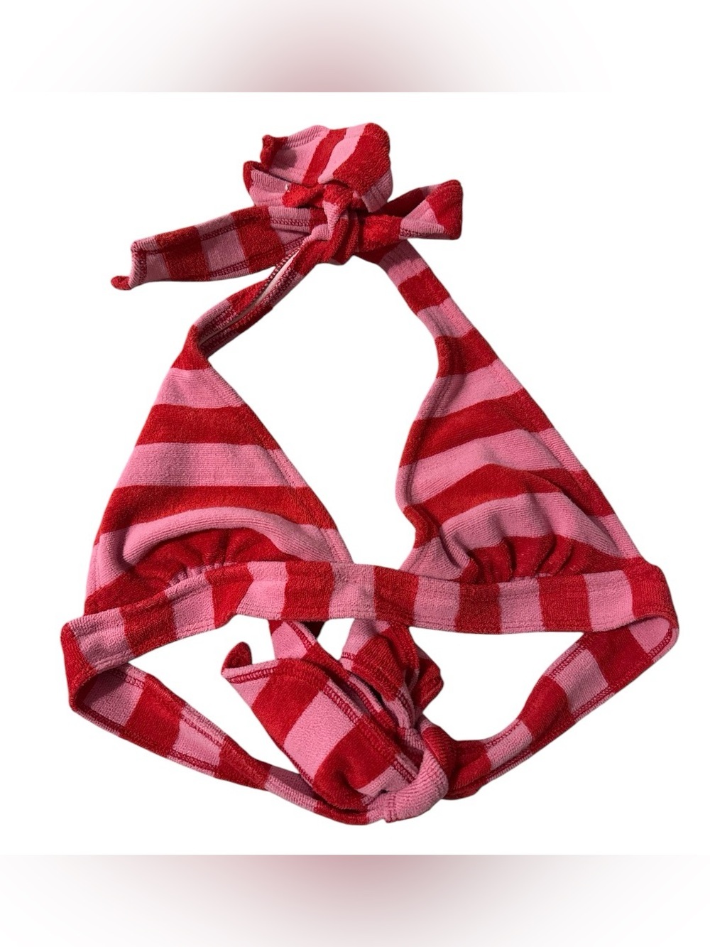 Y2K-era Juicy Couture striped terry cloth bikini top